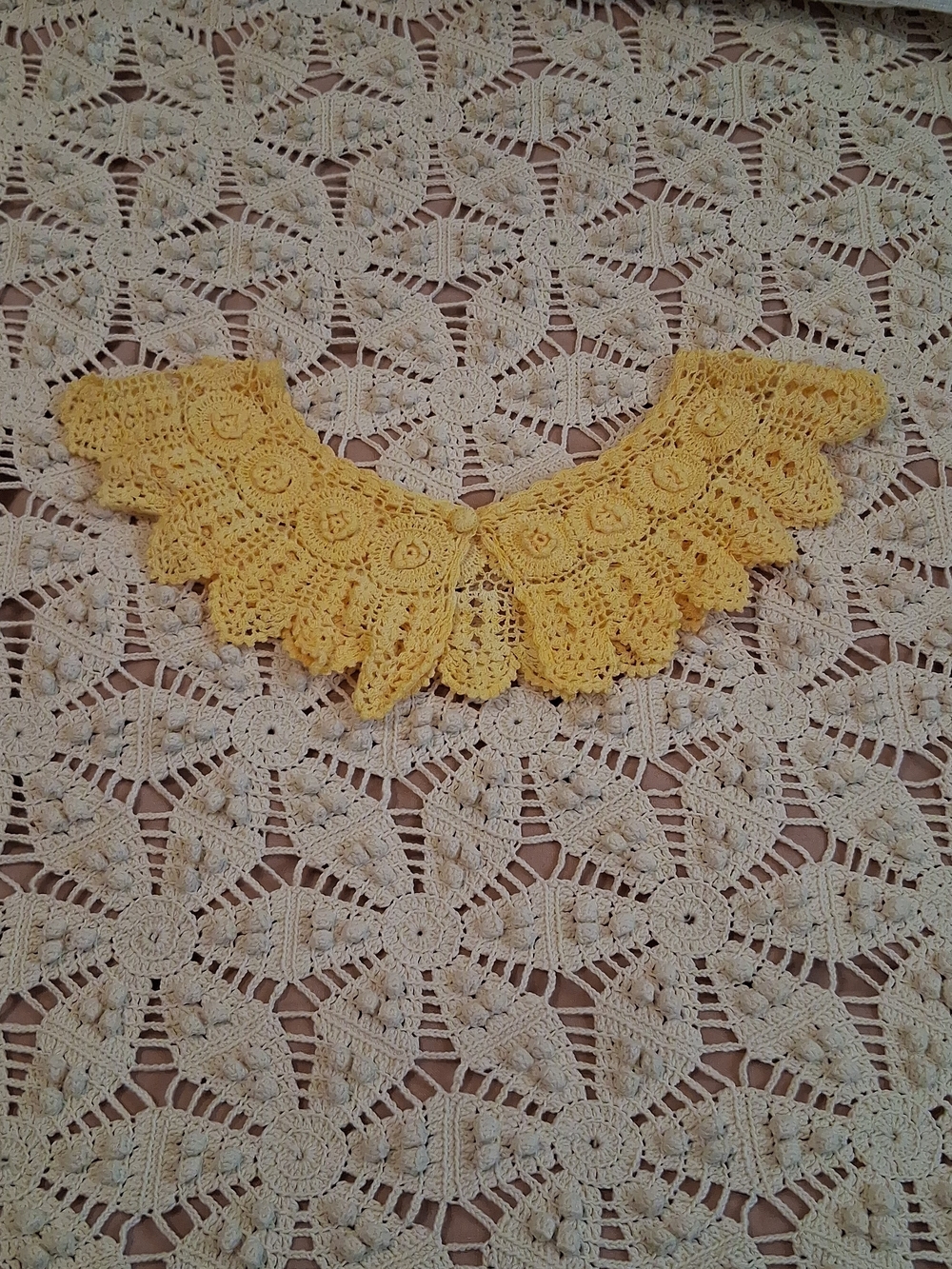 Handmade Yellow Crochet Collar Accent